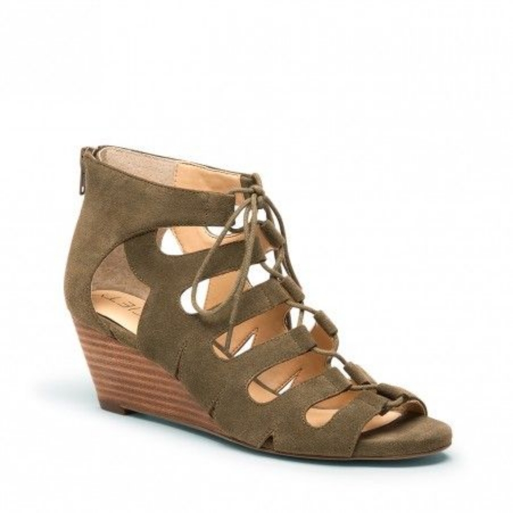 Sole Society Freyaa Suede Lace Up Wedge Sandal